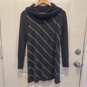 White House Black Market Charcoal and Light Gray Cowl Neck Sweater